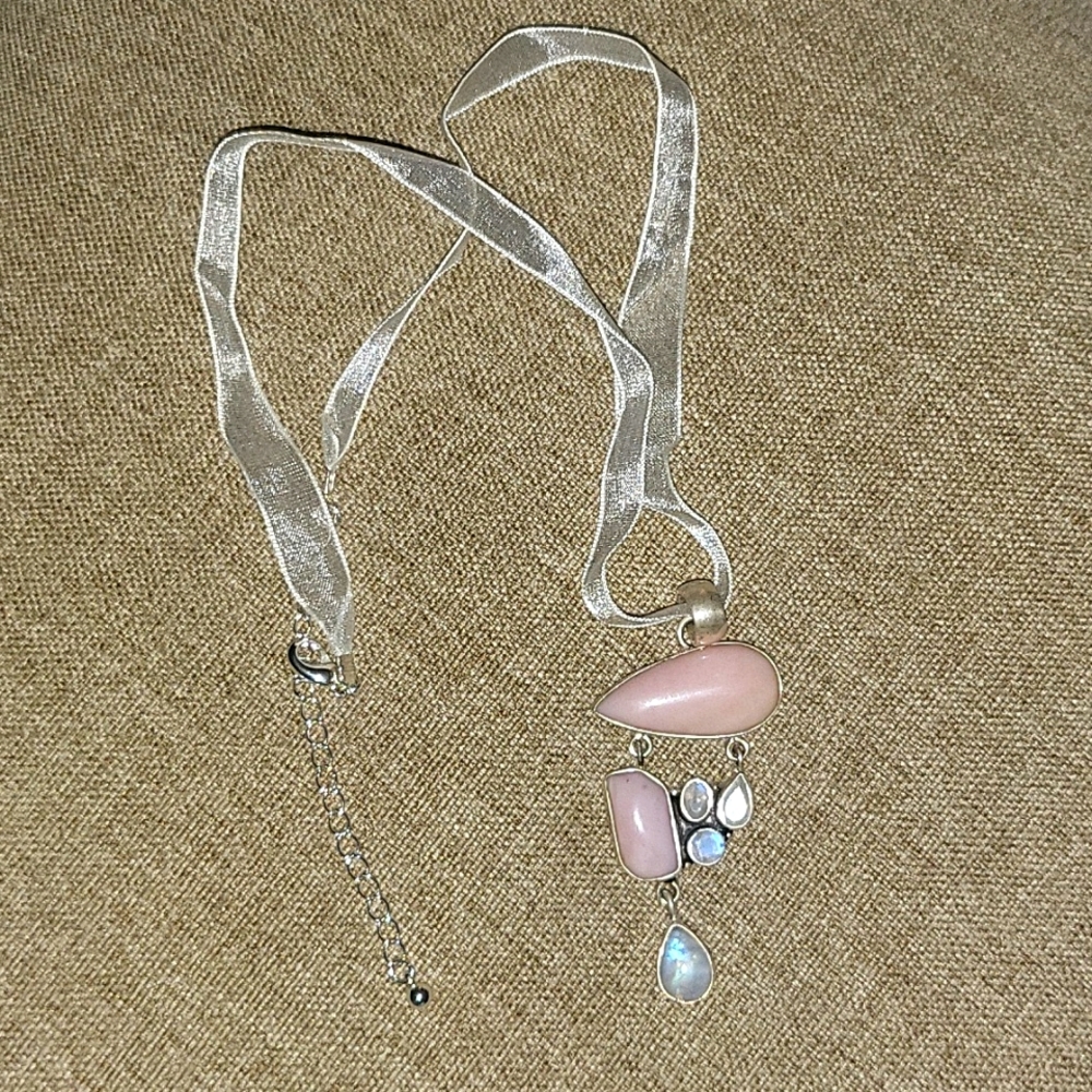 Sterling Silver Pink Opal Moonstone Pendant